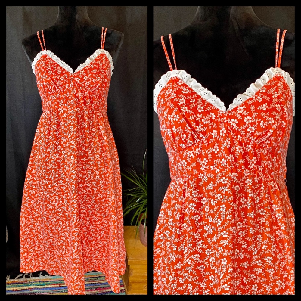 Vintage 1960s Sundress Liberty House By Nalii Honolulu Orange  Prairie Dress